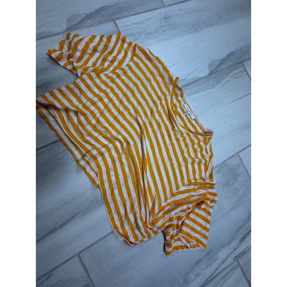 Frame Denim Organic Linen Striped Crop Top Marigold Yellow White LWTS1747 S/P